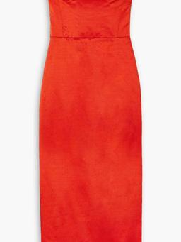 Lady strapless silk-dupioni midi dress