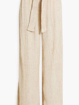 Elle plissé silk, hemp, bamboo and cotton-blend wide-leg pants