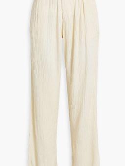 Hali plissé bamboo and silk-blend wide-leg pants