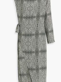 Nomad one-sleeve snake-print silk-satin midi dress