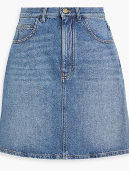 Cotton and hemp-blend denim mini skirt