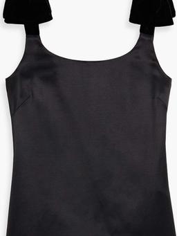 Bow-detailed wool and silk-blend satin top