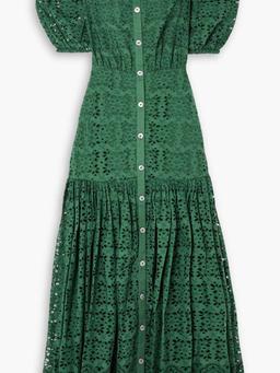 Cali off-the-shoulder broderie anglaise cotton maxi dress