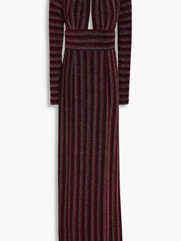 Aisha cutout metallic striped jersey gown