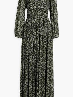 Floral-print metallic fil coupé crepe maxi dress