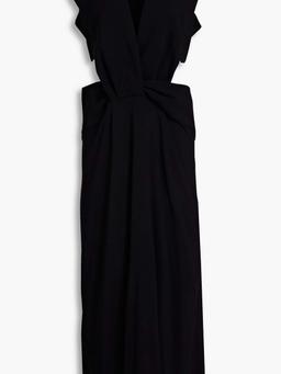 Cutout twisted crepe midi dress