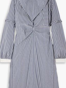 Sonny convertible ruched striped cotton-blend poplin dress