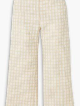 Cropped checked cotton-blend bouclé-jacquard straight-leg pants