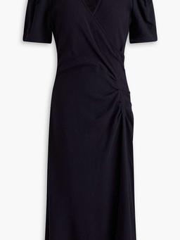 Oya wrap-effect textured crepe midi dress