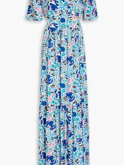 Ova cutout printed jacquard maxi dress