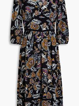 Vienne gathered printed crepe midi dress