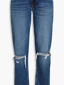 70s distressed low-rise straight-leg jeans