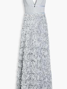 Floral-appliquéd tulle gown