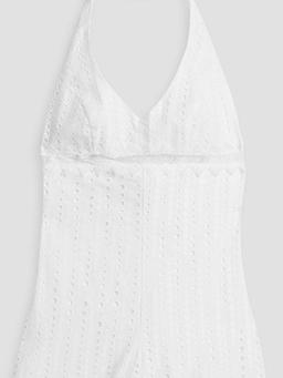 Broderie anglaise cotton-blend halterneck playsuit