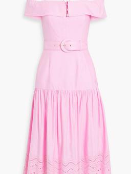 Emile broderie anglaise linen-blend midi dress