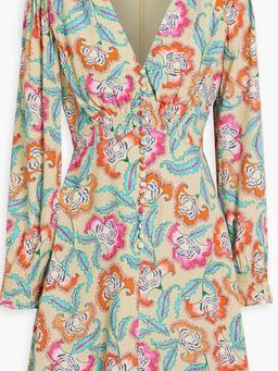 Eve button-detailed printed crepe mini dress