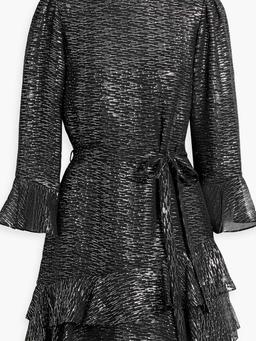 Marissa ruffled metallic fil coupé silk-blend chiffon mini dress