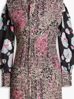 Finae printed cotton and linen-blend mini dress