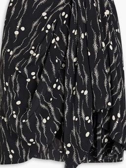Ixori draped printed silk crepe de chine mini skirt