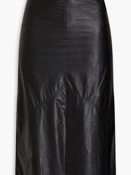 Domi modal-blend faux leather midi skirt