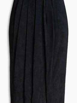 Gathered corduroy midi skirt