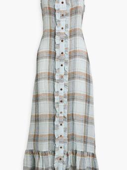 Ruffled checked cotton-gauze maxi dress