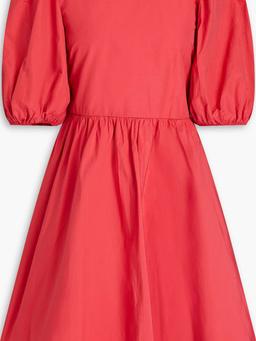 Gathered cotton-blend taffeta mini dress