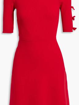 Bow-detailed knitted mini dress