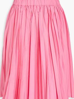 Pleated cotton-blend skirt