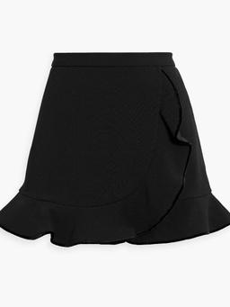 Skirt-effect ruffled crepe shorts