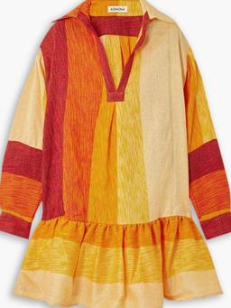 Zaki ruffled striped jacquard mini dress