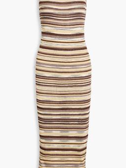 Metallic space-dyed ribbed-knit midi dress