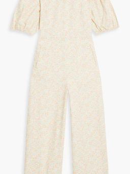 Ainsley cropped floral-print denim jumpsuit