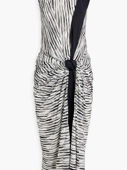 Knotted crochet-knit midi dress