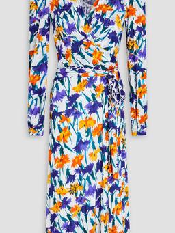 Phoenix floral-print mesh midi wrap dress