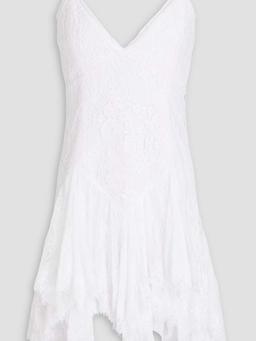 Paneled lace mini dress