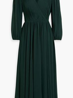 Pintucked cutout chiffon midi dress