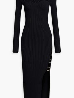 Janet embellished ribbed-knit midi dress