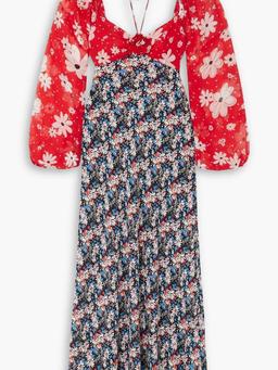 Jeanie floral-print crepe halterneck midi dress