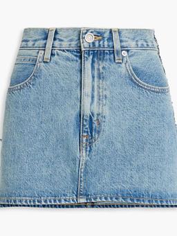 Re-work paneled denim mini skirt