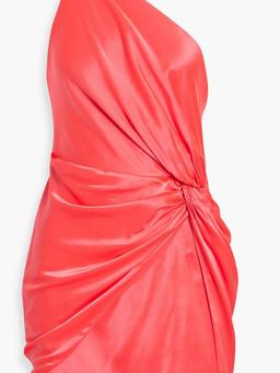 One-shoulder twisted silk-satin mini dress