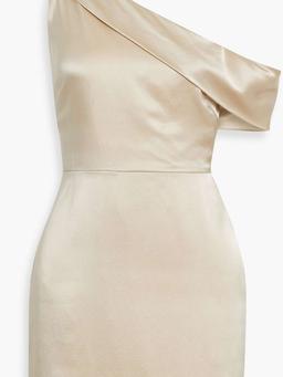 One-shoulder draped silk-satin mini dress