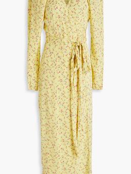 Floral-print jacquard maxi wrap dress