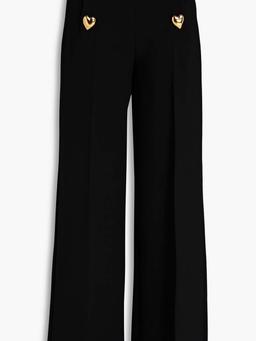 Button-embellished crepe wide-leg pants