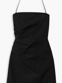 Charlie gathered stretch-cotton halterneck mini dress