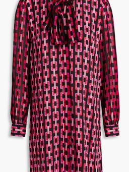 Prue pussy-bow printed crepe dress