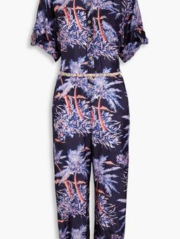 Cropped printed silk jumpsuit
