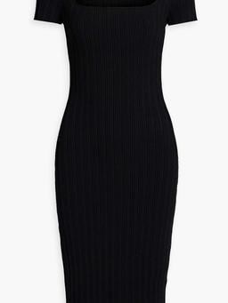 Cutout ribbed-knit midi dress