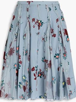 Floral-print silk crepe de chine mini skirt