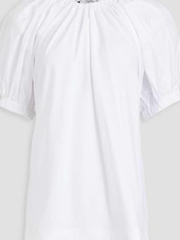 Gathered cotton-poplin and jersey top
